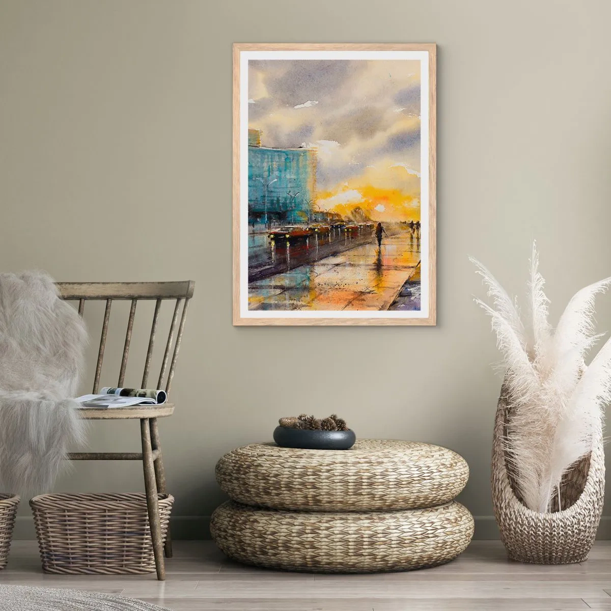 Poster în ramă de stejar deschis - Viața pe țărm - 61x91 cm