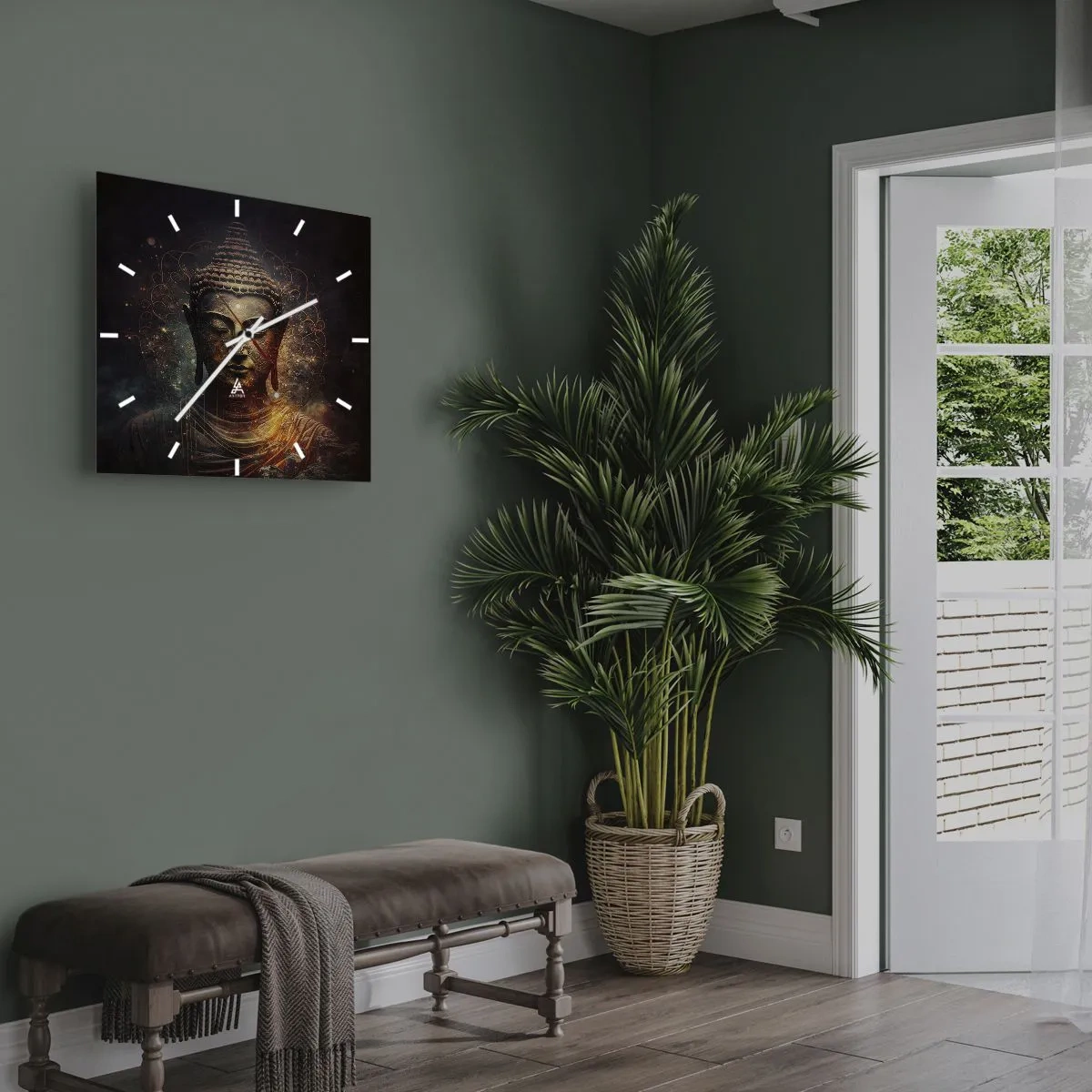 Ceas de perete - Ceas pe sticlă - Echilibru spiritual - 30x30 cm