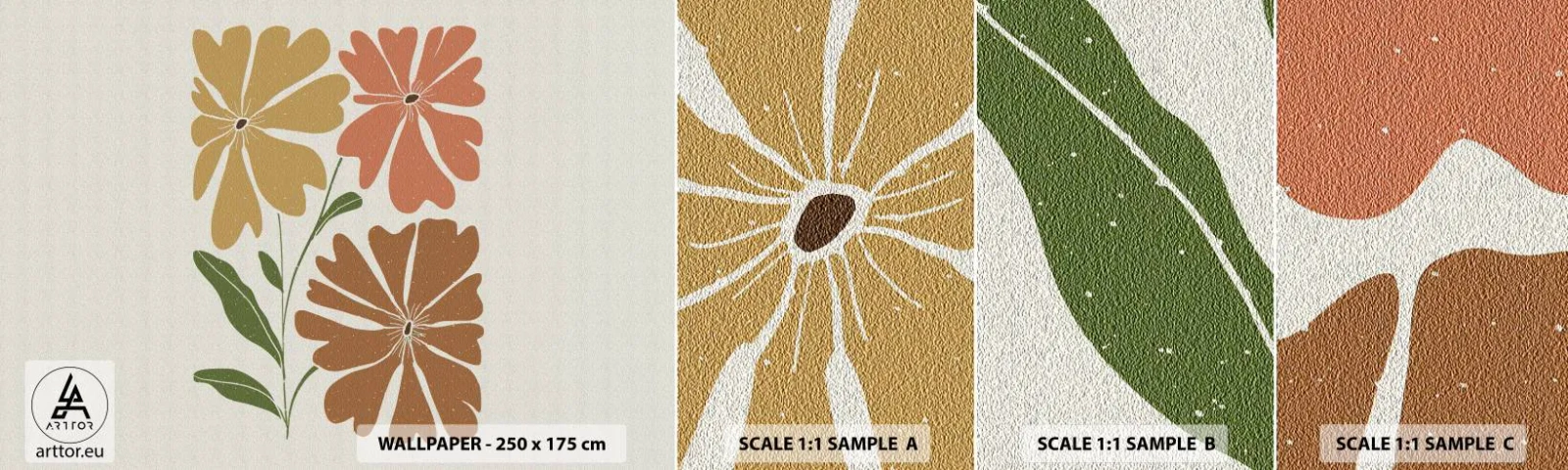 Mostră de Tapet Standard Eco - Natură și geometrie - Boho, Flori, Minimalism - 100x30 cm