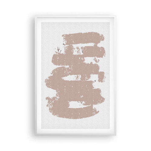 Poster în ramă albă - Abstracție în roz moale - 61x91 cm