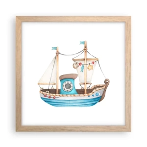 Poster în ramă de stejar deschis - Ahoy aventura! - 30x30 cm