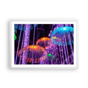 Poster în ramă albă - Fântână de lumină - 70x50 cm