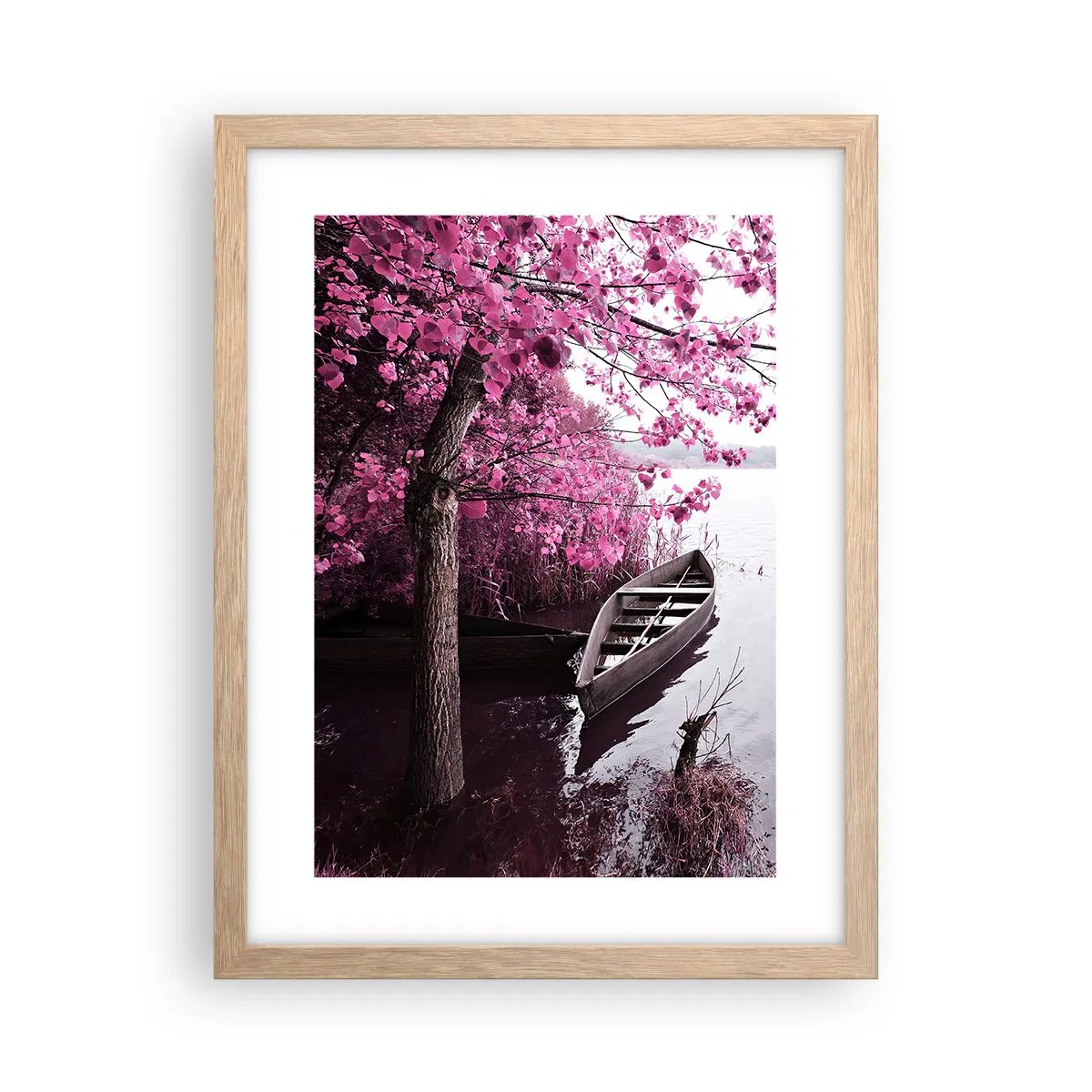 Poster în ramă de stejar deschis - În tăcerea roz - 30x40 cm