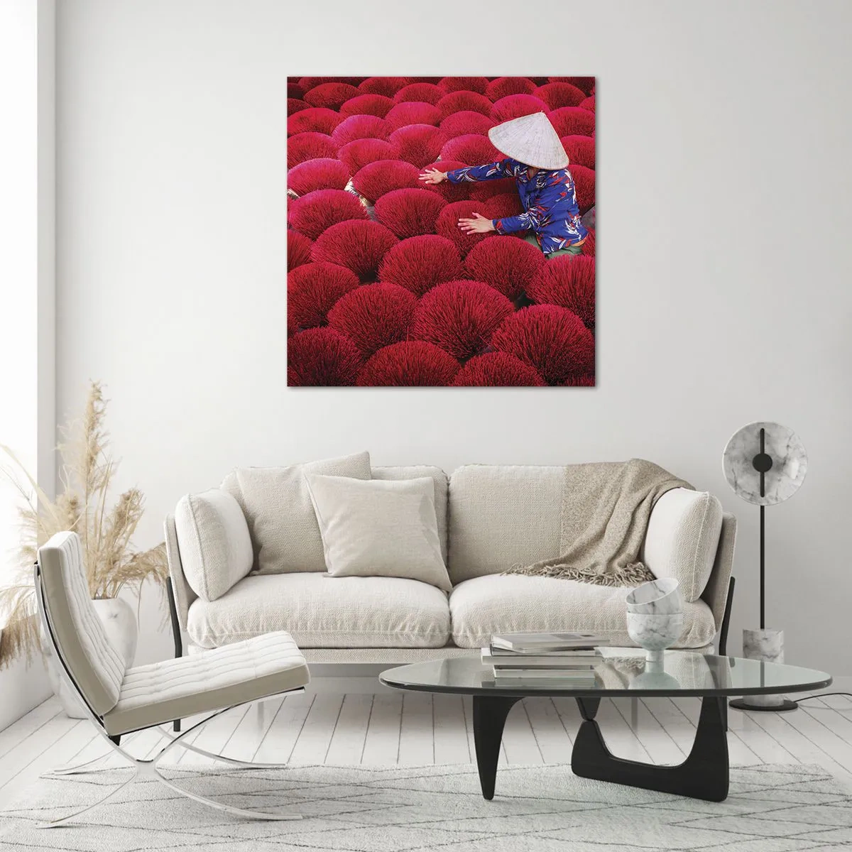 Tablou pe sticlă - Într-un câmp de orez - 60x60 cm