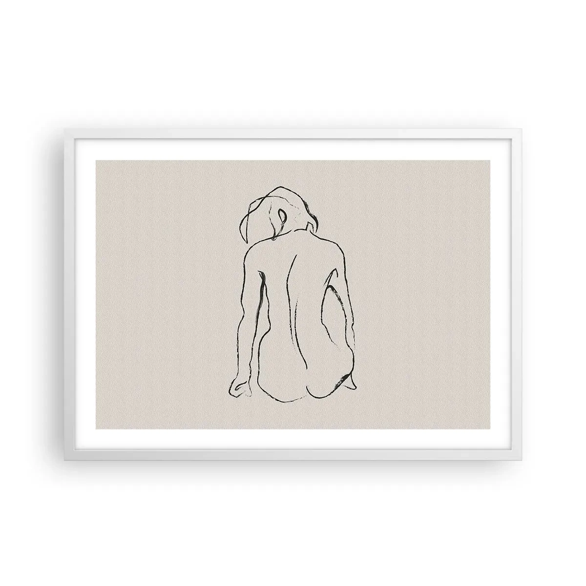 Poster în ramă albă - Nud de fată - 70x50 cm