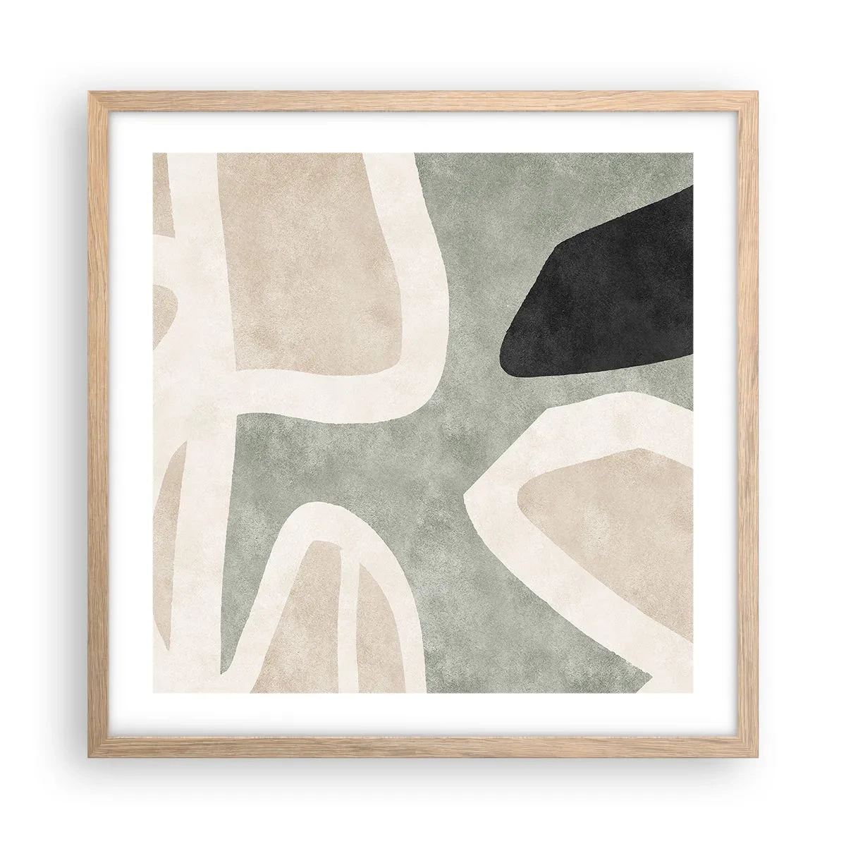 Poster în ramă de stejar deschis - Compoziție cu motiv negru - 50x50 cm