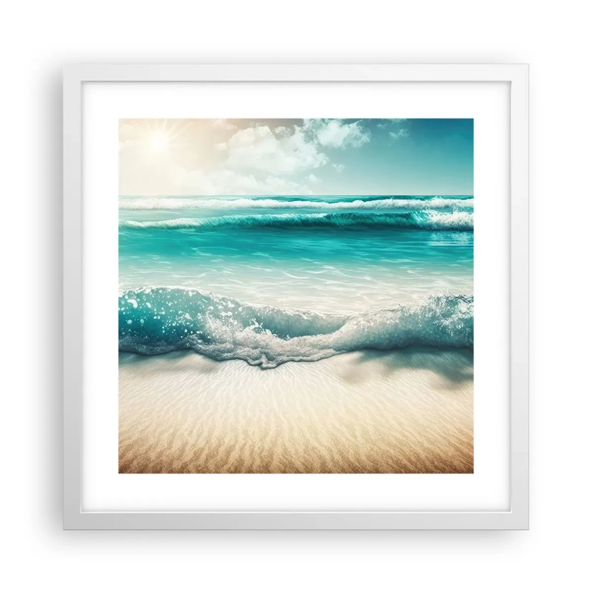 Poster în ramă albă - Calmul oceanului - 40x40 cm