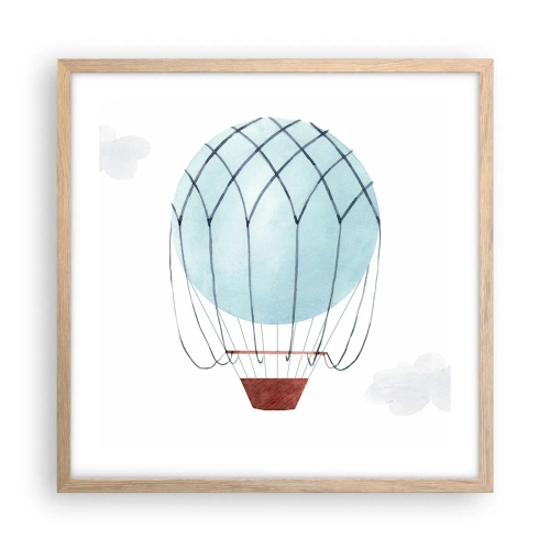 Poster în ramă de stejar deschis - Complet în nori - 50x50 cm