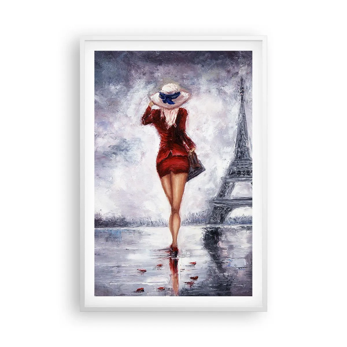 Poster în ramă albă - Simboluri pariziene - 61x91 cm