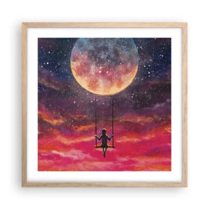 Poster în ramă de stejar deschis - Cu capul în nori - 50x50 cm