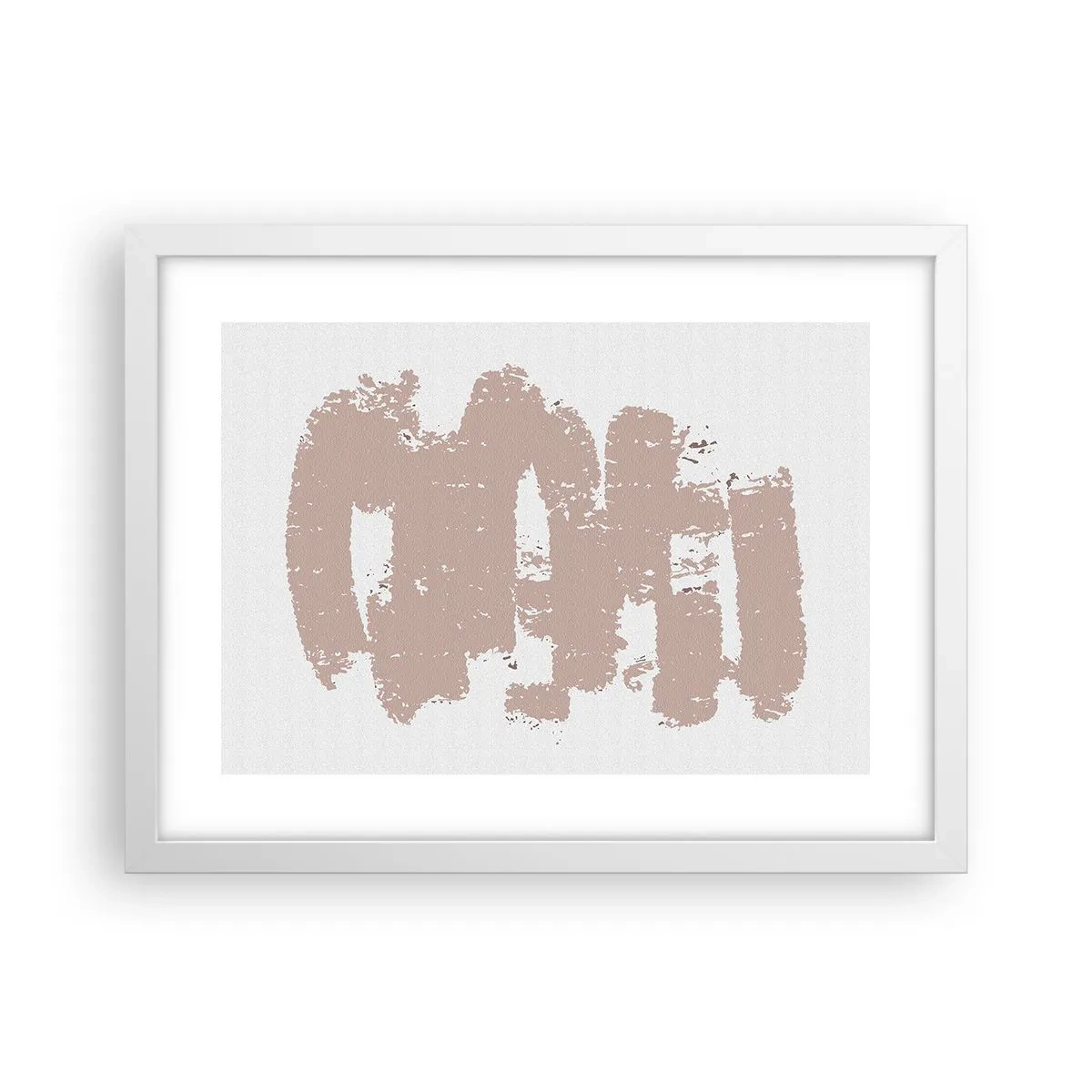 Poster în ramă albă - Abstracție în roz moale - 40x30 cm