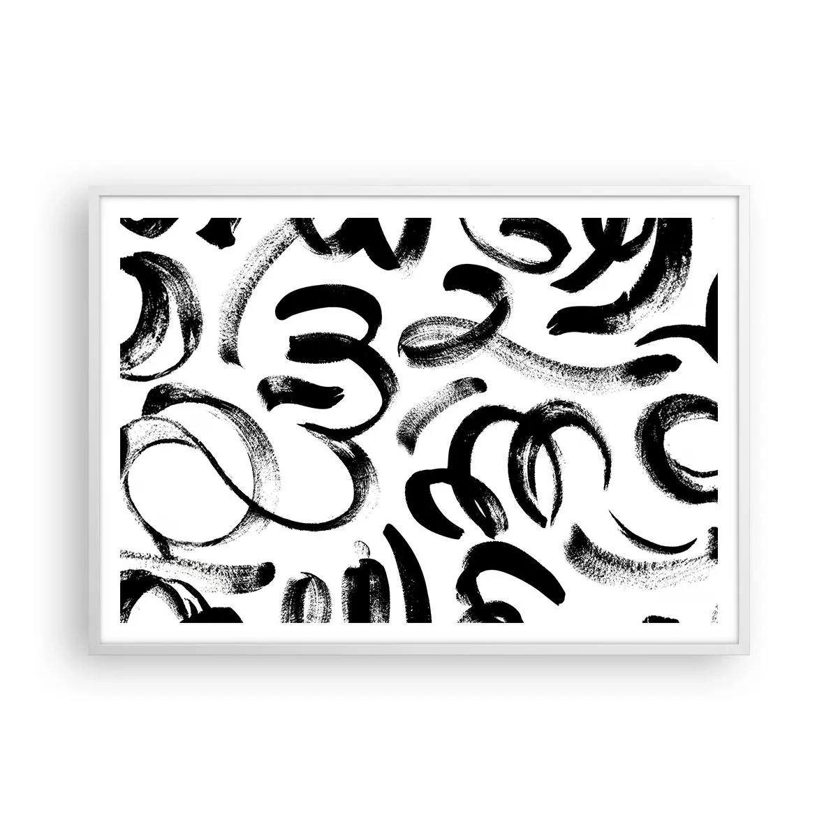 Poster în ramă albă - Negru pe alb - 100x70 cm