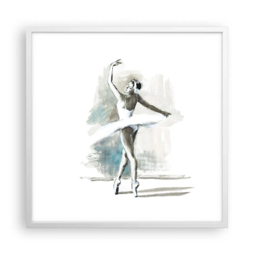 Poster în ramă albă - Fermecată într-o lebădă - 60x60 cm