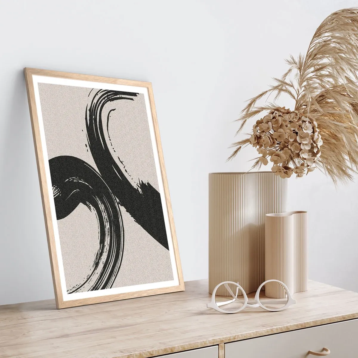 Poster în ramă de stejar deschis - Tare și circular - 40x50 cm