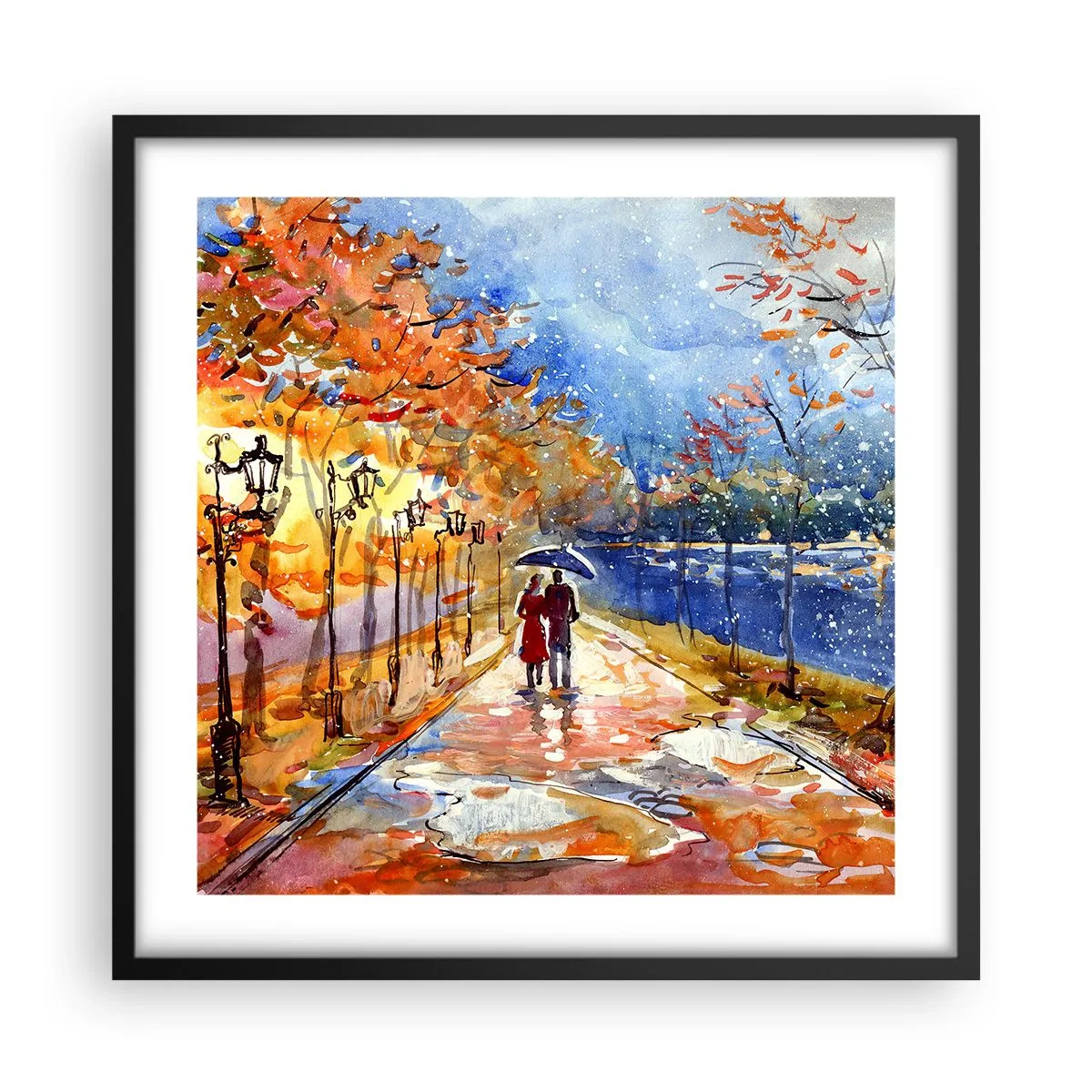 Poster în ramă neagră - Împreună până la limita de timp - 50x50 cm