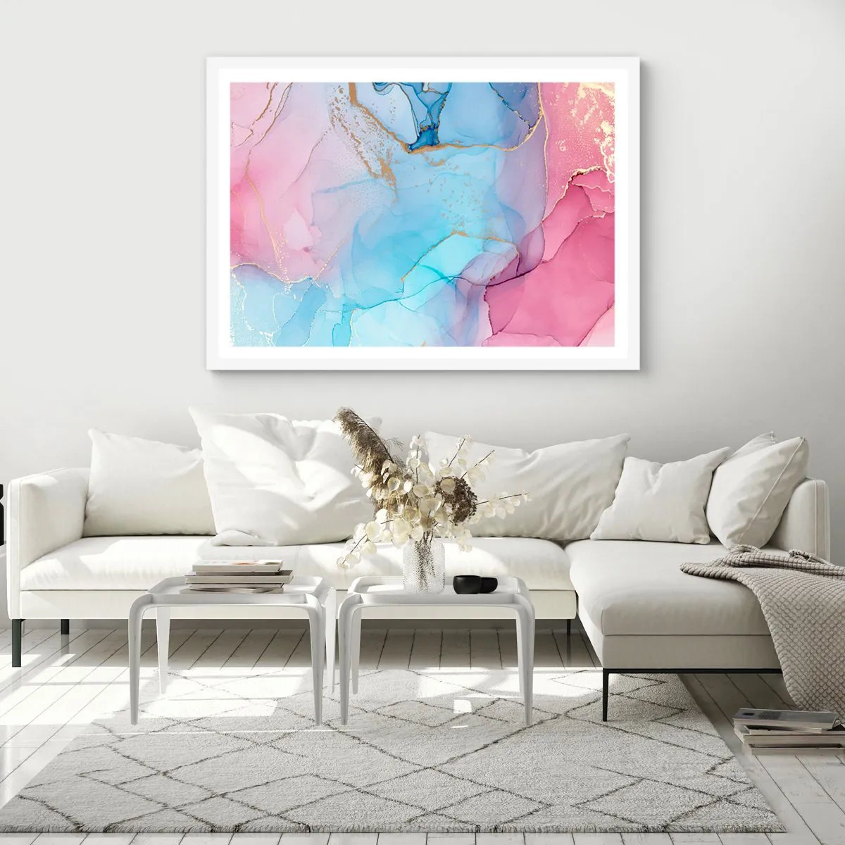 Poster în ramă albă - Întâlnire și întrepătrundere - 100x70 cm