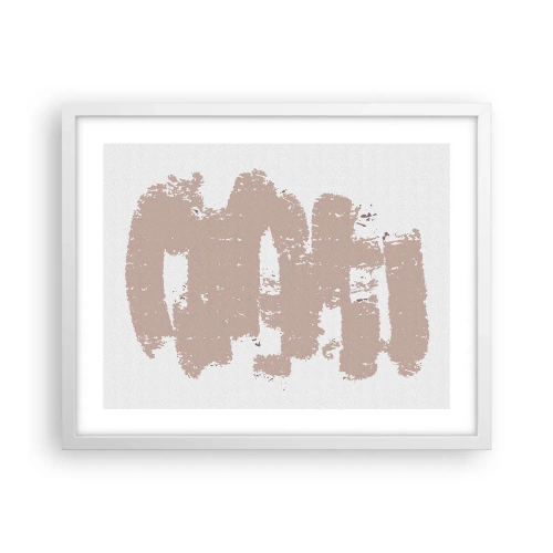 Poster în ramă albă - Abstracție în roz moale - 50x40 cm