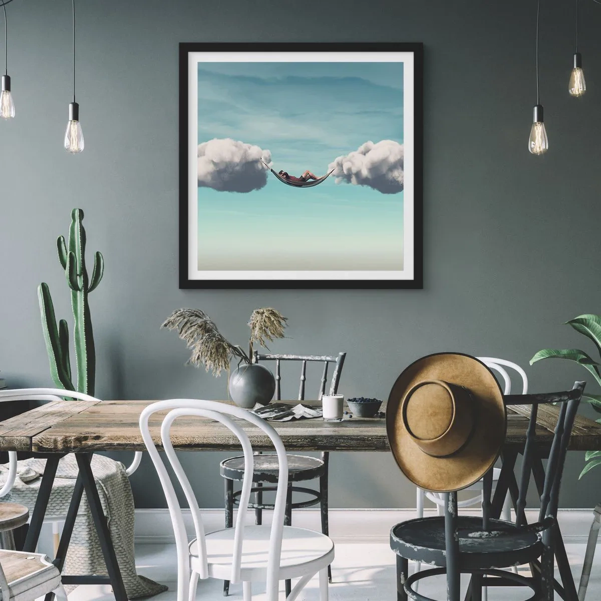 Poster în ramă neagră - Fericirea momentului - 60x60 cm