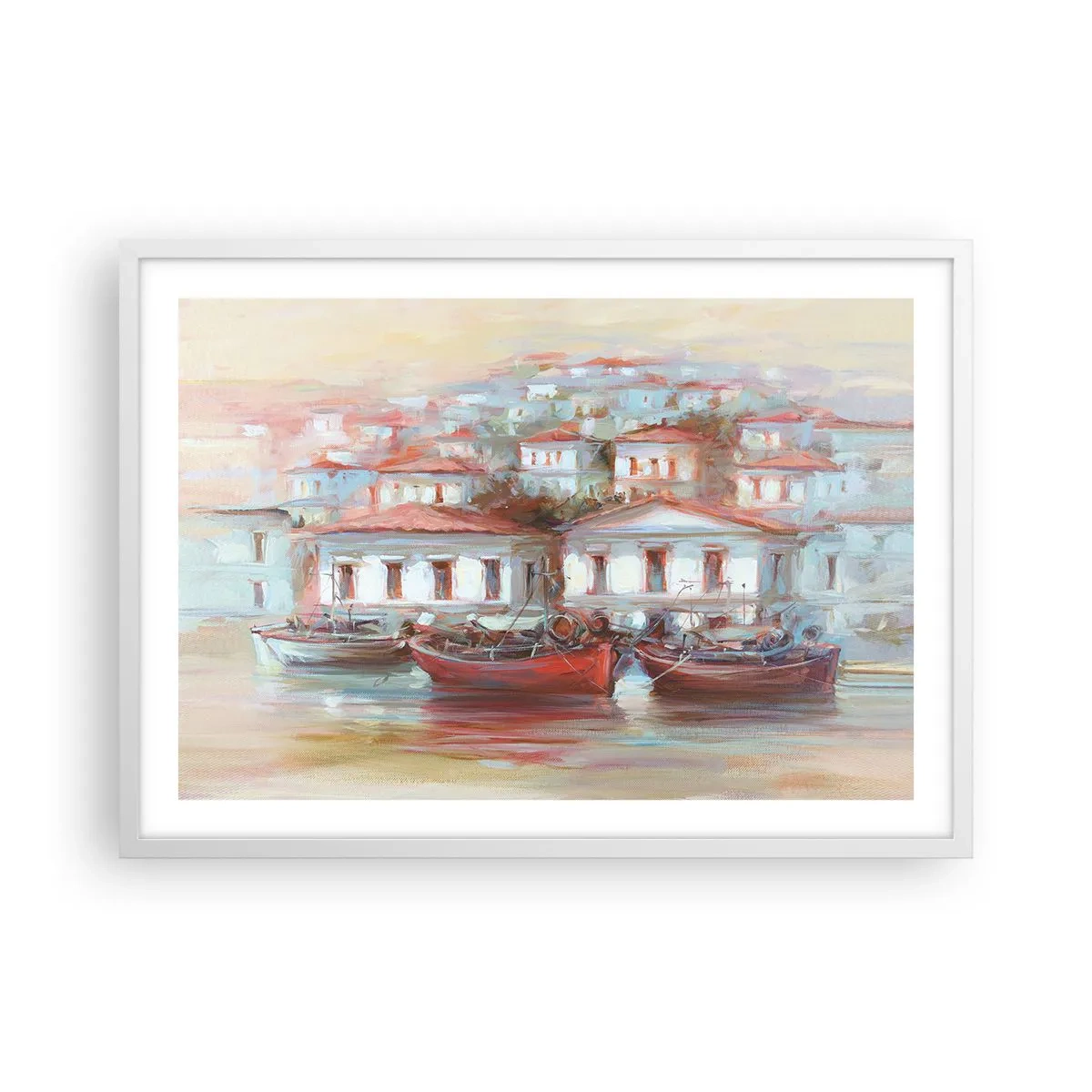 Poster în ramă albă - Orășel fericit - 70x50 cm