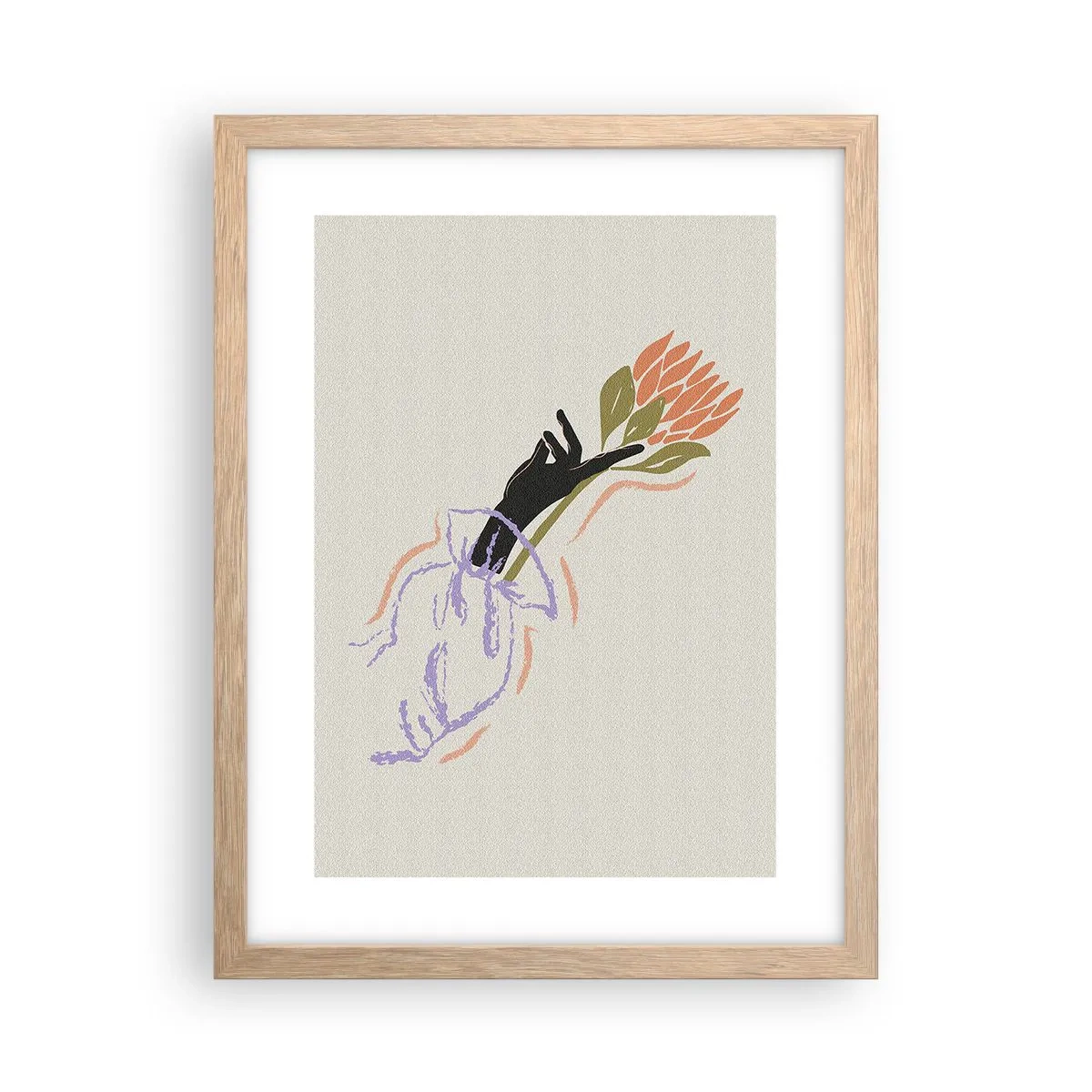 Poster în ramă de stejar deschis - Atingere surorială - 30x40 cm