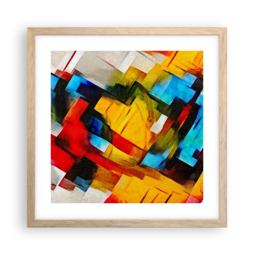 Poster în ramă de stejar deschis - Sandviș multicolor - 40x40 cm