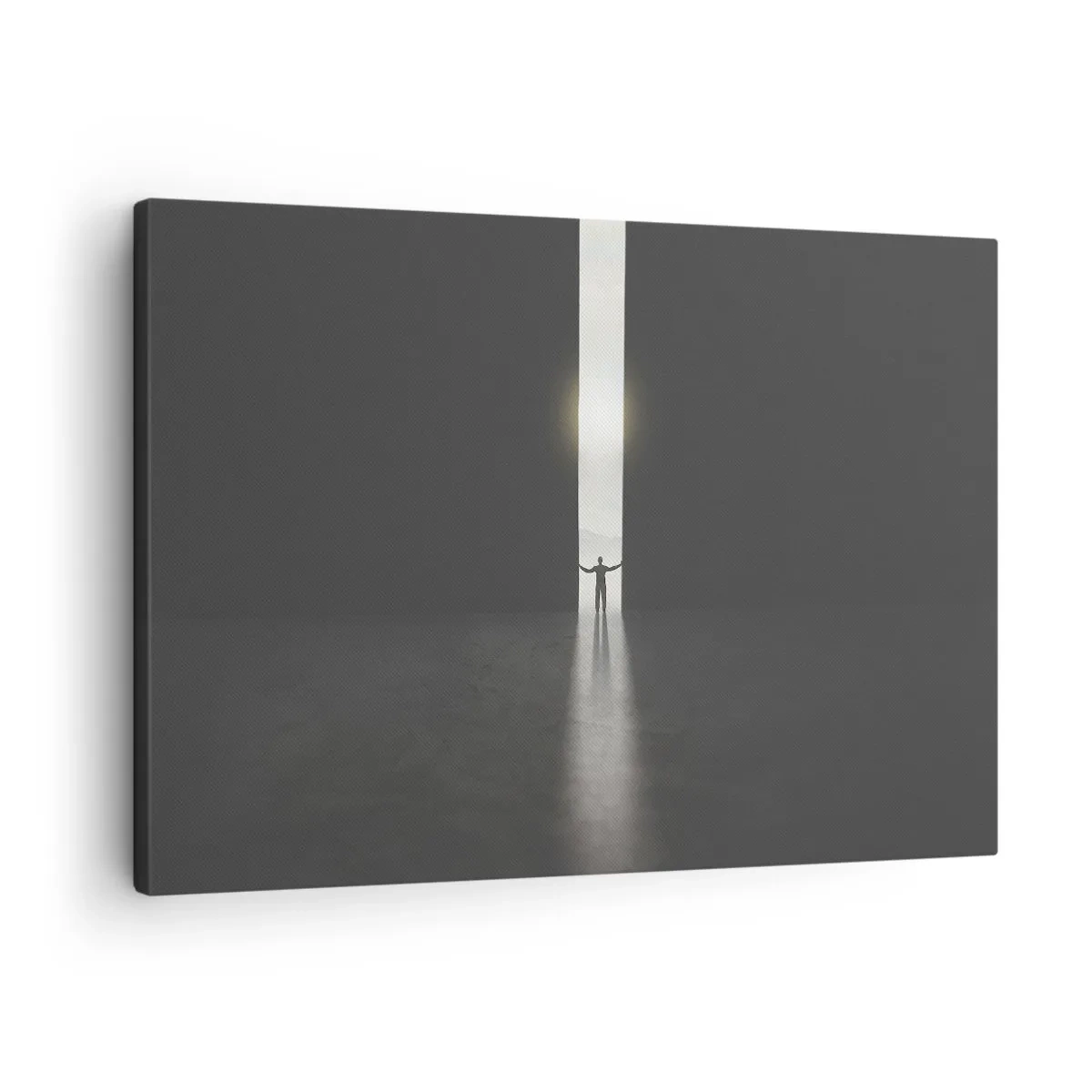Tablou pe pânză Canvas - Un bărbat stând în lumina unei fante înguste într-un spațiu întunecat - 70x50cm - Un pas spre un viitor luminos - Decorațiune modernă pentru perete pentru living și dormitor ARTTOR