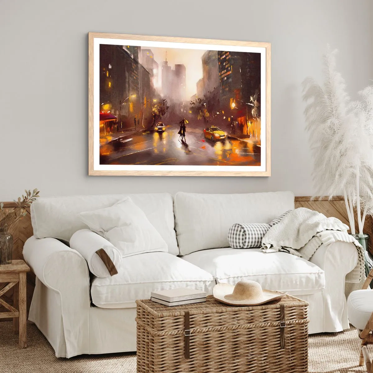 Poster în ramă de stejar deschis - În luminile New York-ului - 50x40 cm