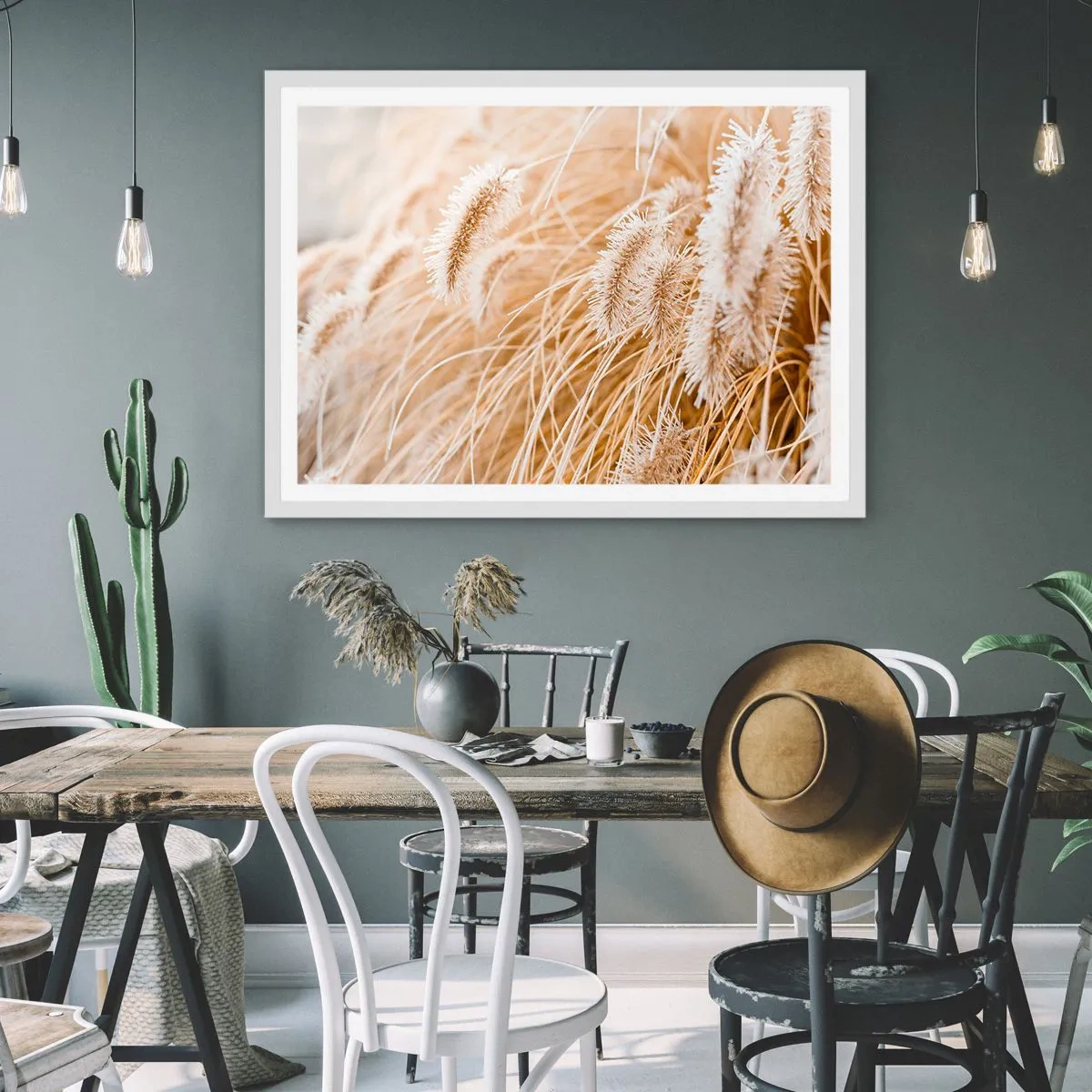 Poster în ramă albă - Foșnetul auriu al ierburilor - 40x30 cm