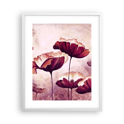 Poster în ramă albă - Fulgi roșii și albi - 40x50 cm