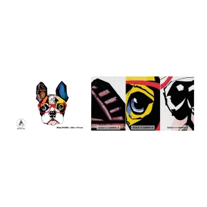 Mostră tapet Premium Canvas - Intelectualist - Abstracția, Câine, Buldog francez - 100x30 cm