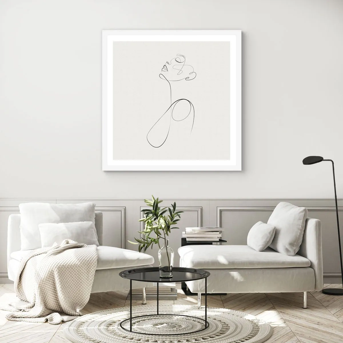 Poster în ramă albă - Încâlcită în vise - 30x30 cm