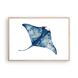 Poster în ramă de stejar deschis - Viața în albastru - 100x70 cm