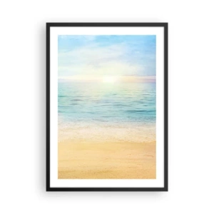 Poster în ramă neagră - Vedere liniștită a plajei și a mării la răsăritul soarelui - 50x70cm - Marele albastru - Decorațiune modernă pentru perete pentru living și dormitor ARTTOR