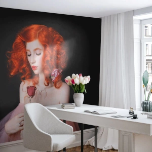 Tapet Premium Canvas - În stil baroc - Femeie, Model, Trandafir - 400x280 cm