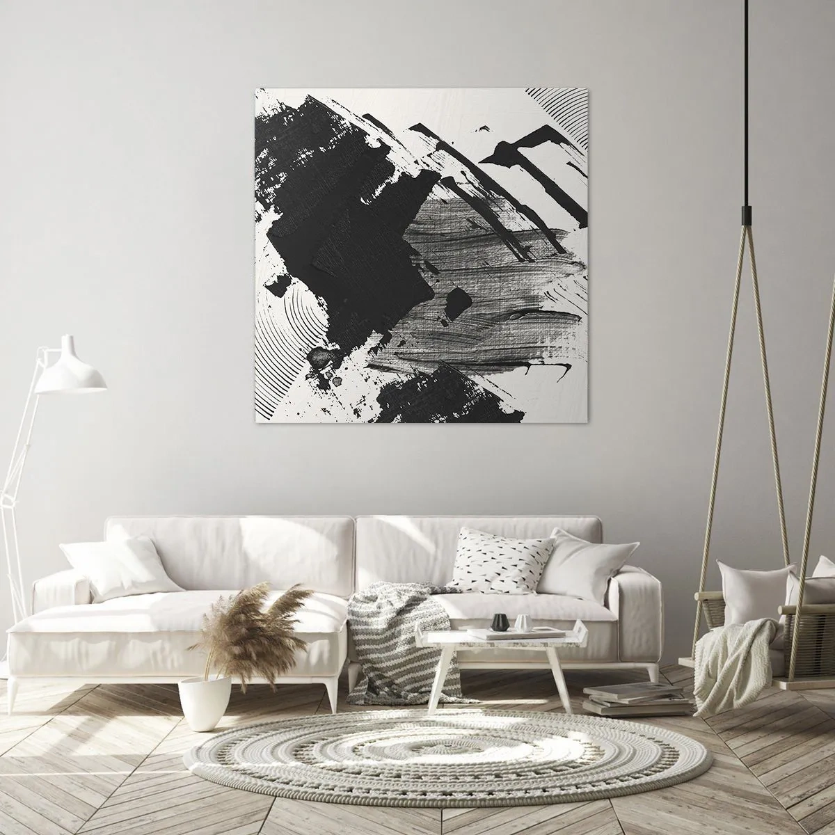 Tablou pe pânză - Abstracție - expresie de negru - 70x70 cm