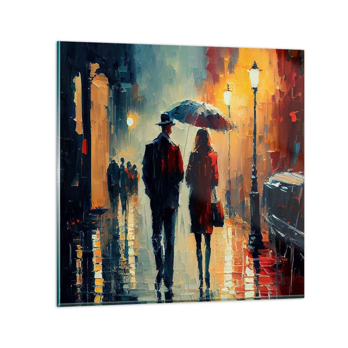 Tablou pe sticlă - Poveste de dragoste urbană - 40x40 cm