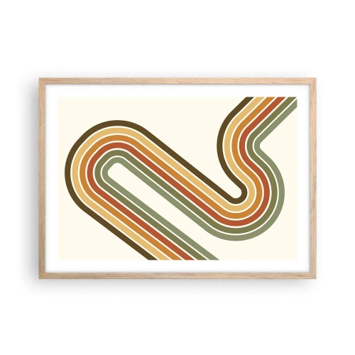Poster în ramă de stejar deschis - Cu zigzag până la destinație - 70x50 cm