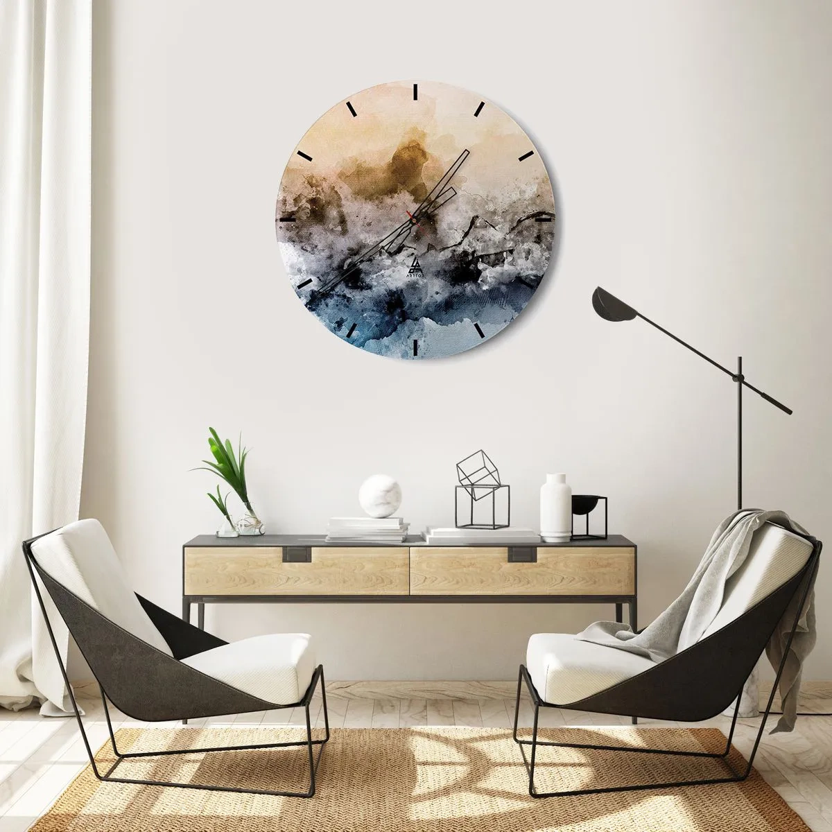 Ceas de perete - Ceas pe sticlă - Scufundate într-un vârtej de ceață - 40x40 cm