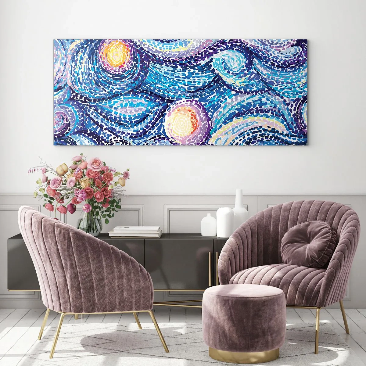 Tablou pe sticlă - Dintr-un tablou de van Gogh - 120x50 cm