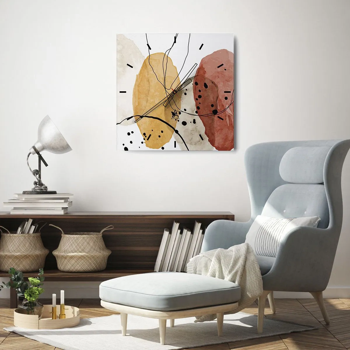 Ceas de perete - Ceas pe sticlă - Ca aerul, limpezi și ușoare - 40x40 cm