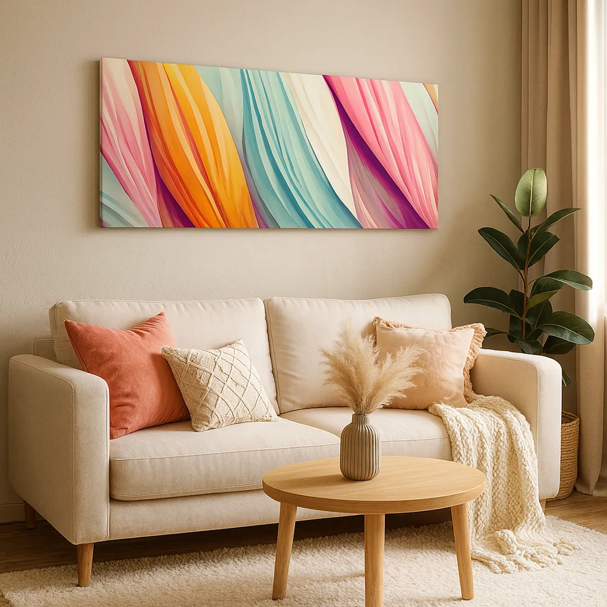 Tablou pe pânză - Țesătură de curcubeu - 30x30 cm