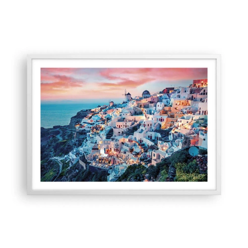 Poster în ramă albă - Vacanța ta grecească - 70x50 cm