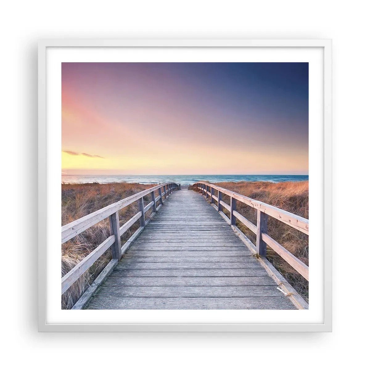 Poster în ramă albă - Aurora baltică de seară - 60x60 cm