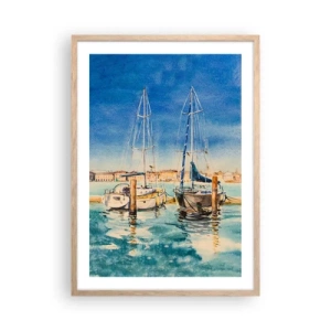 Poster în ramă de stejar deschis - Laguna însorită - 50x70 cm