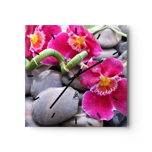 Ceas de perete - Ceas pe sticlă - Frig și căldură - 40x40 cm