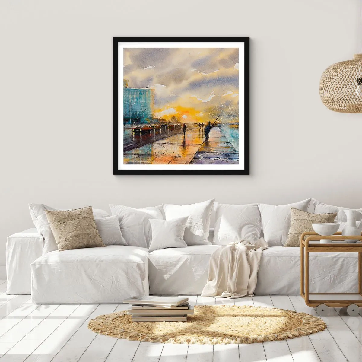 Poster în ramă neagră - Viața pe țărm - 30x30 cm