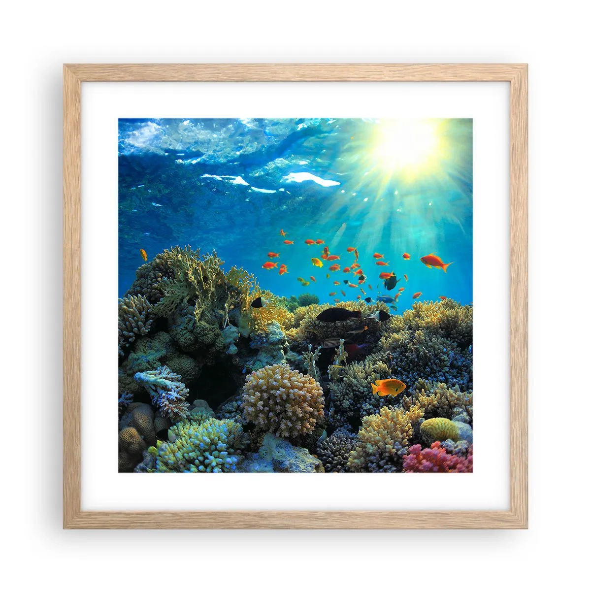 Poster în ramă de stejar deschis - Comori subacvatice - 40x40 cm