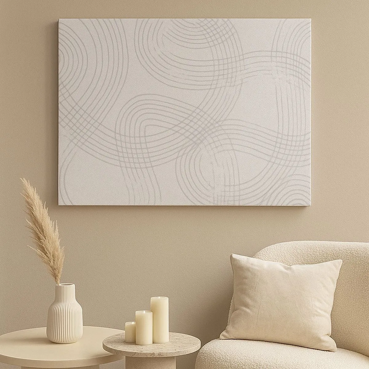 Tablou pe pânză Canvas - Un model subtil cu linii împletite în nuanțe deschise - 70x50cm - Nu există o cale ușoară - Decorațiune modernă pentru perete pentru living și dormitor ARTTOR