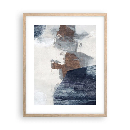 Poster în ramă de stejar deschis - Forme albastre-maronii - 40x50 cm