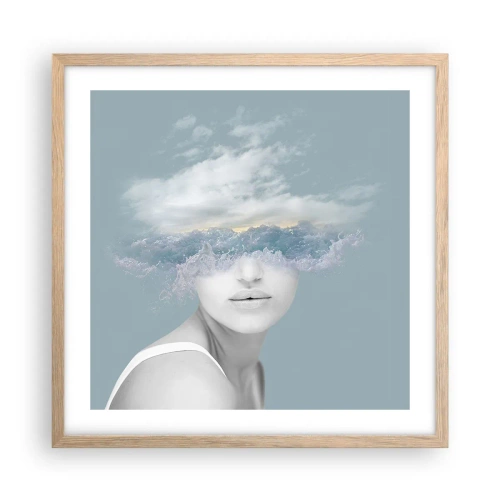 Poster în ramă de stejar deschis - Cu capul în nori - 50x50 cm